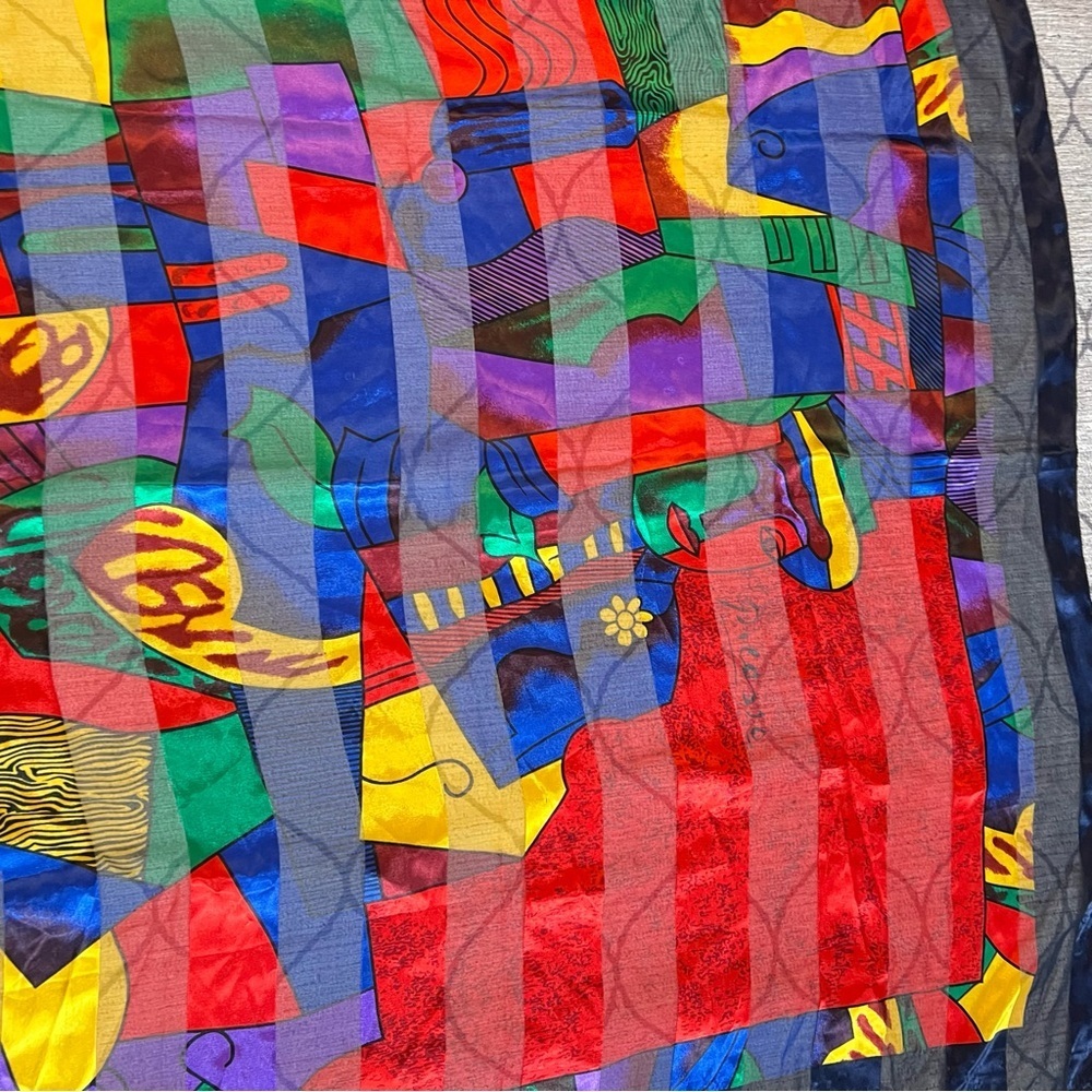 Cubist vibrant jewel tone scarf - Picture 2 of 5